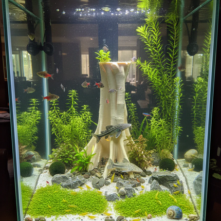 Aquarium Driftwood Decor - 3D Printed Wood Branch for Fish Tank & Reptile Terrarium, Realistic Aquascape - "Amazonian Driftwood" Model