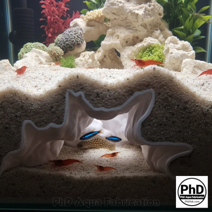 Aquarium Cave Decor - Underground Tunnel & Root Cavern - Natural Look Aquascaping & Terrarium Ornament - "Sunflower Root Cavern" Model