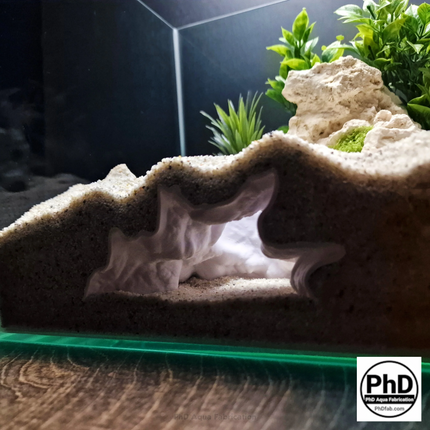Aquarium Cave Decor - Underground Tunnel & Root Cavern - Natural Look Aquascaping & Terrarium Ornament - "Sunflower Root Cavern" Model