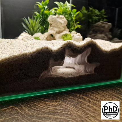 Aquarium Cave Decor - Underground Tunnel & Root Cavern - Natural Look Aquascaping & Terrarium Ornament - "Sunflower Root Cavern" Model