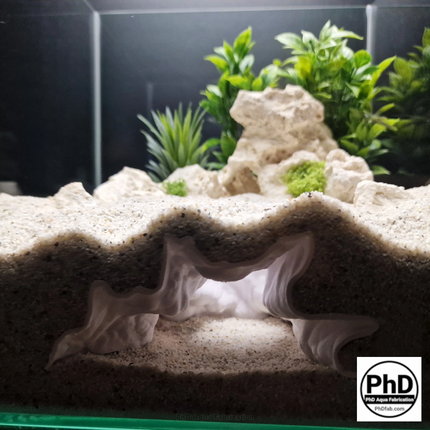 Aquarium Cave Decor - Underground Tunnel & Root Cavern - Natural Look Aquascaping & Terrarium Ornament - "Sunflower Root Cavern" Model