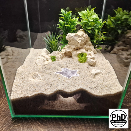 Aquarium Cave Decor - Underground Tunnel & Root Cavern - Natural Look Aquascaping & Terrarium Ornament - "Sunflower Root Cavern" Model