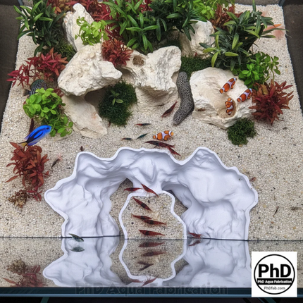 Aquarium Decor Rift - 3D Printed Double Divider for Fish Tank Aquascaping - "Rocky Chaos Den" Model