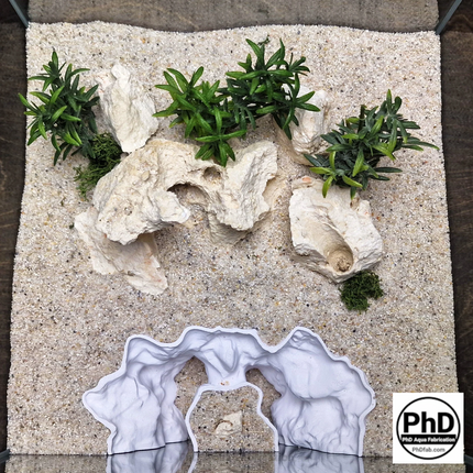 Aquarium Decor Rift - 3D Printed Double Divider for Fish Tank Aquascaping - "Rocky Chaos Den" Model