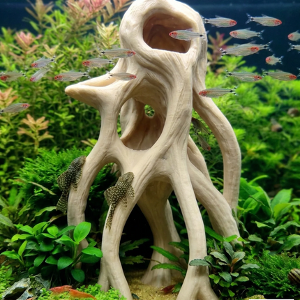 Aquarium Wood Decor - Tall 3D Printed Natural Look Wood Propagules for Vertical Aquascaping - "High Mangrove Roots" Model