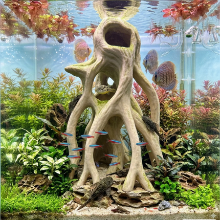 Aquarium Wood Decor - Tall 3D Printed Natural Look Wood Propagules for Vertical Aquascaping - "High Mangrove Roots" Model